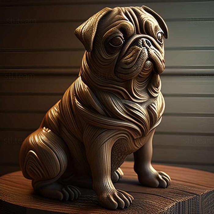 3D модель Мопс собака (STL)